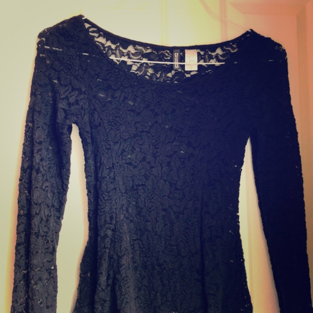 Black lace long sleeve shirt